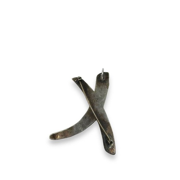 Mexico 925 Sterling Silver Abstract X Brooch Pendant TS-J1 12.12g 2 1/4 x 1 3/4" - Picture 2 of 7